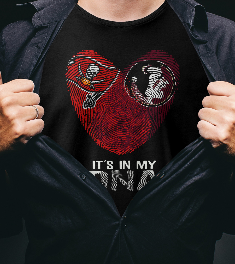 Buccaneers Seminoles It's In My DNA Fingerprint Heart T-Shirt