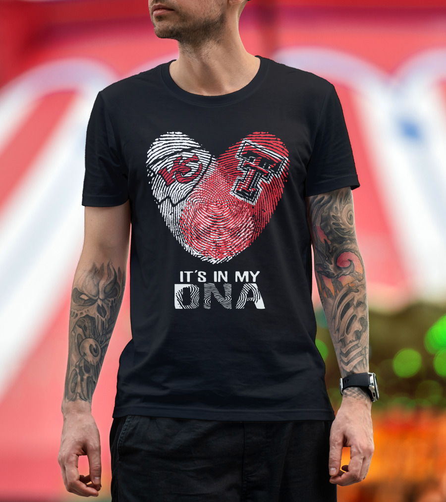 Chiefs Texas Tech It's In My DNA Heart Fingerprint T-Shirt