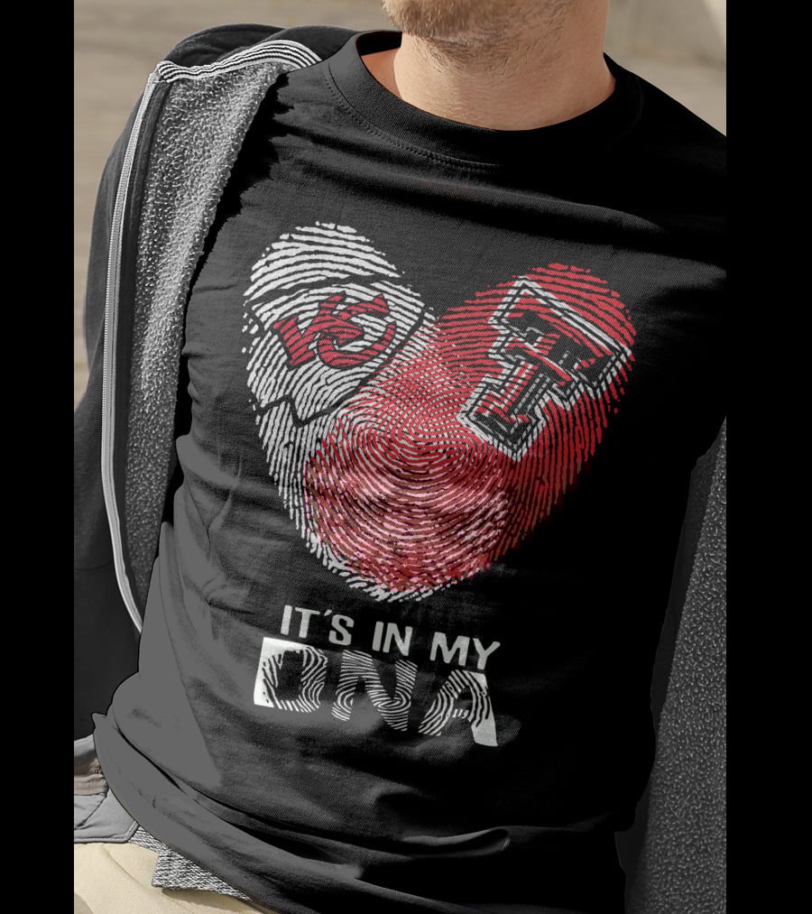 Chiefs Texas Tech It's In My DNA Heart Fingerprint T-Shirt