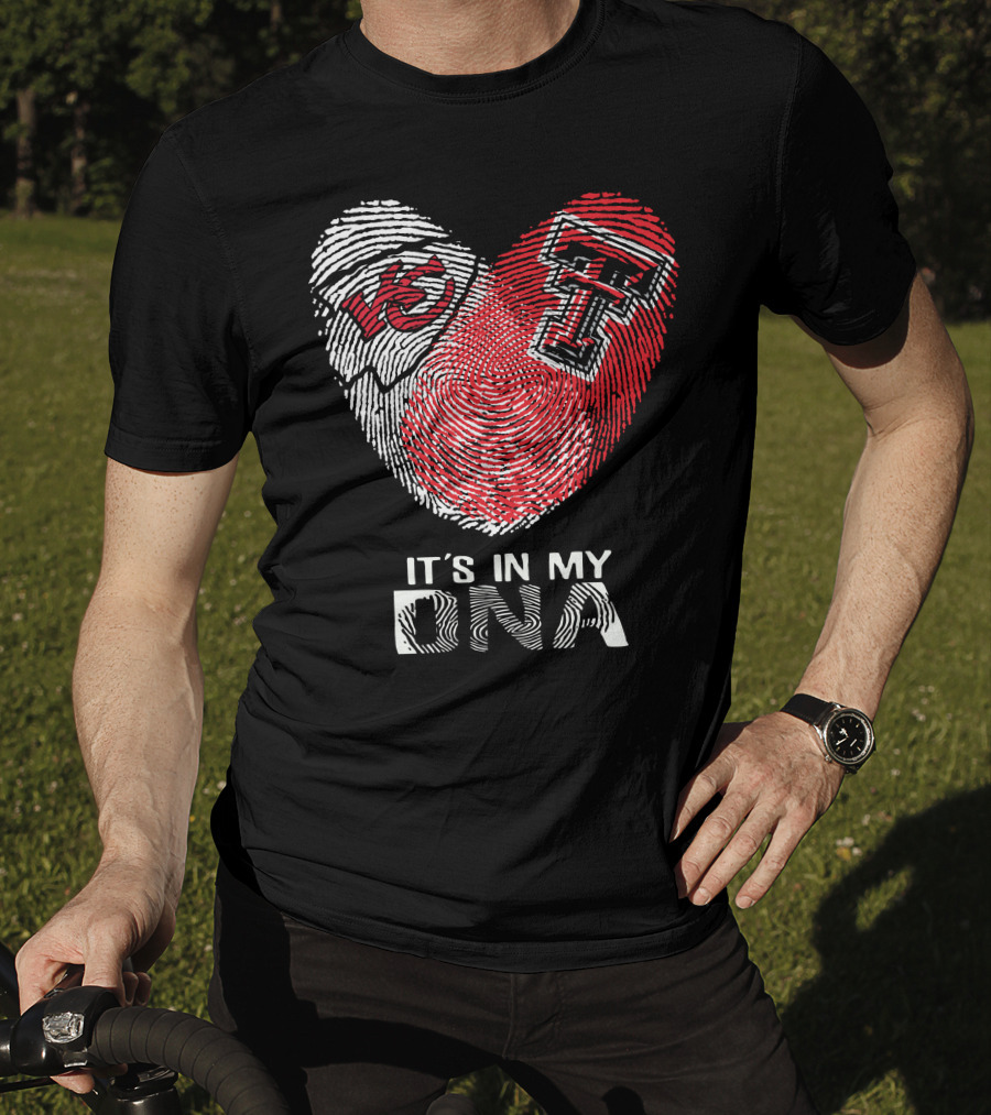 Chiefs Texas Tech It's In My DNA Heart Fingerprint T-Shirt