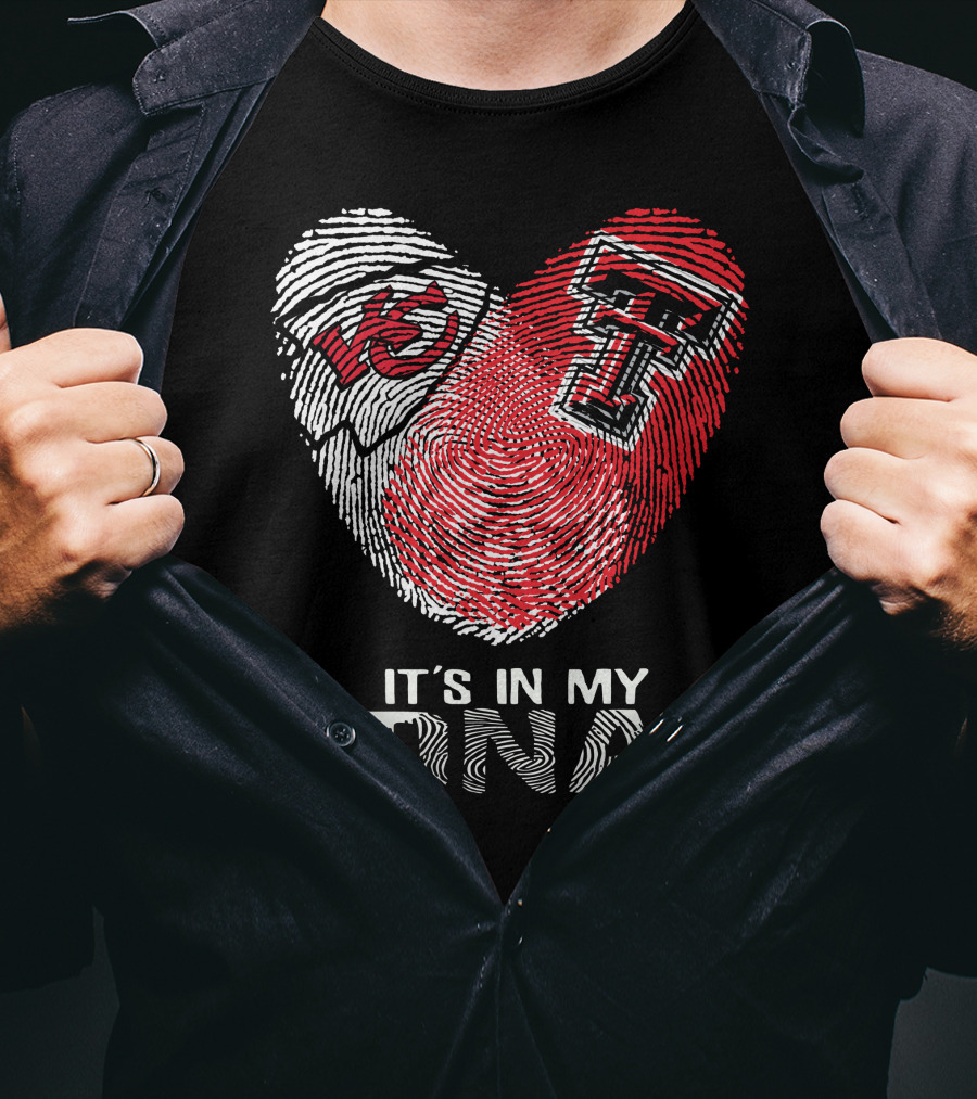 Chiefs Texas Tech It's In My DNA Heart Fingerprint T-Shirt