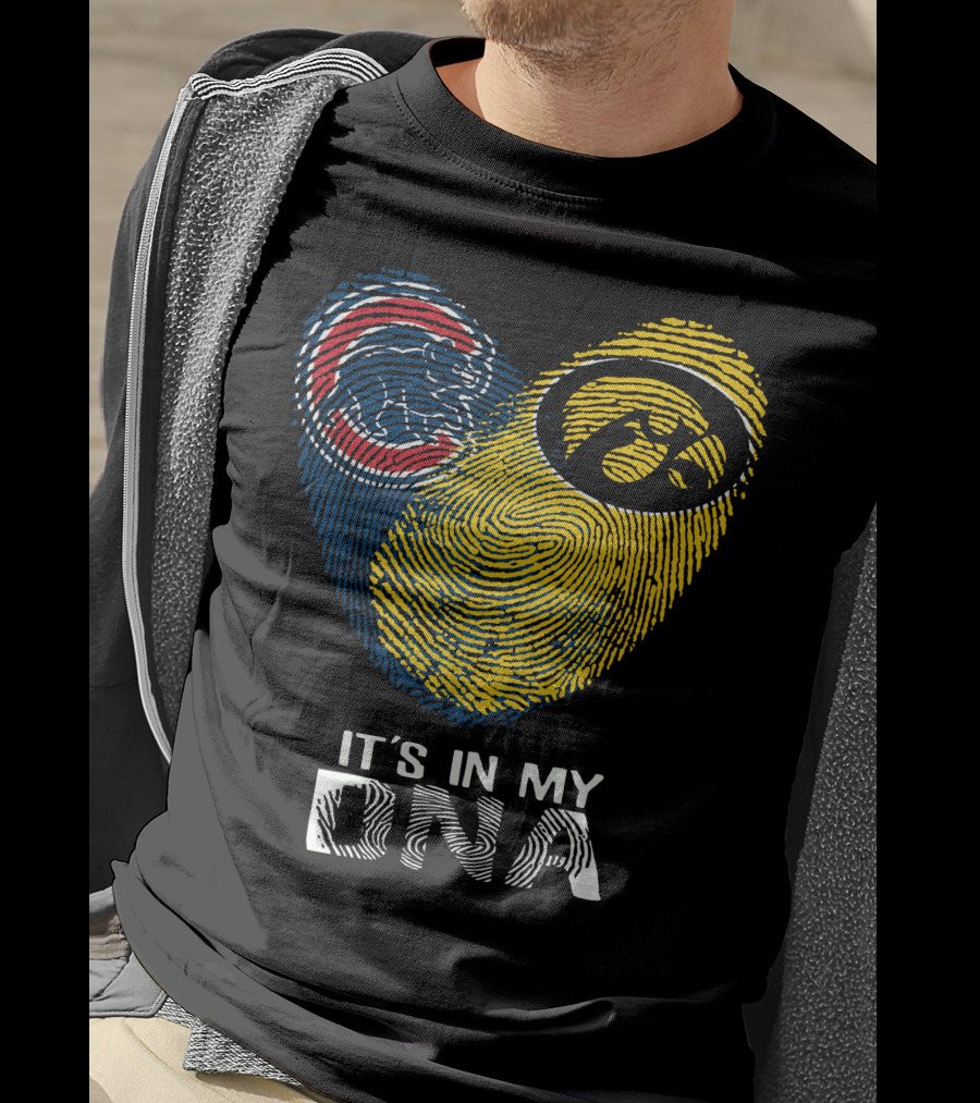 Cubs Iowa It's In My DNA Fingerprint With Chicago And Hawkeyes T-Shirt