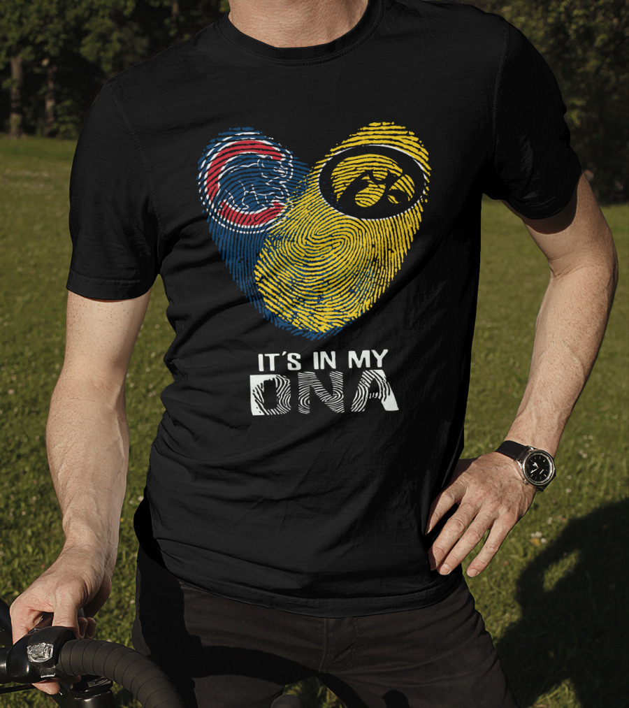 Cubs Iowa It's In My DNA Fingerprint With Chicago And Hawkeyes T-Shirt
