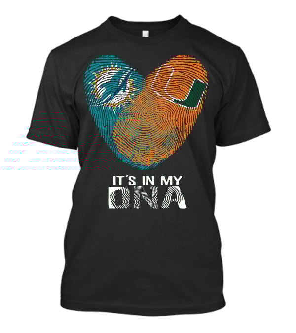 Dolphins Hurricanes It's In My DNA Fingerprint Heart Brandsymbol T-Shirt