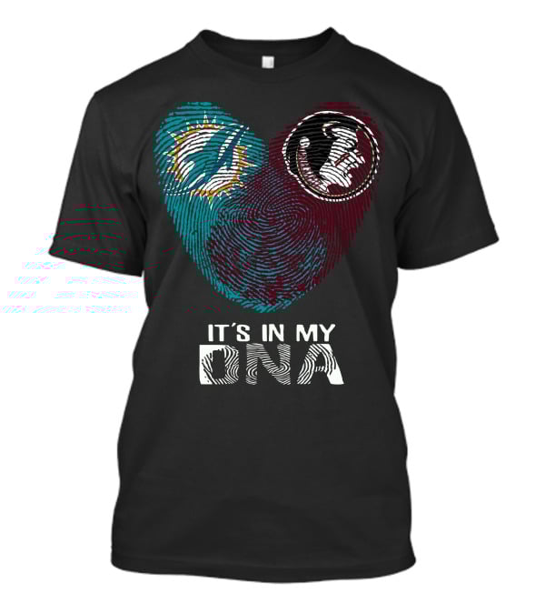 Miami Dolphins Florida State Seminoles It's In My Dna Fingerprint T-Shirt