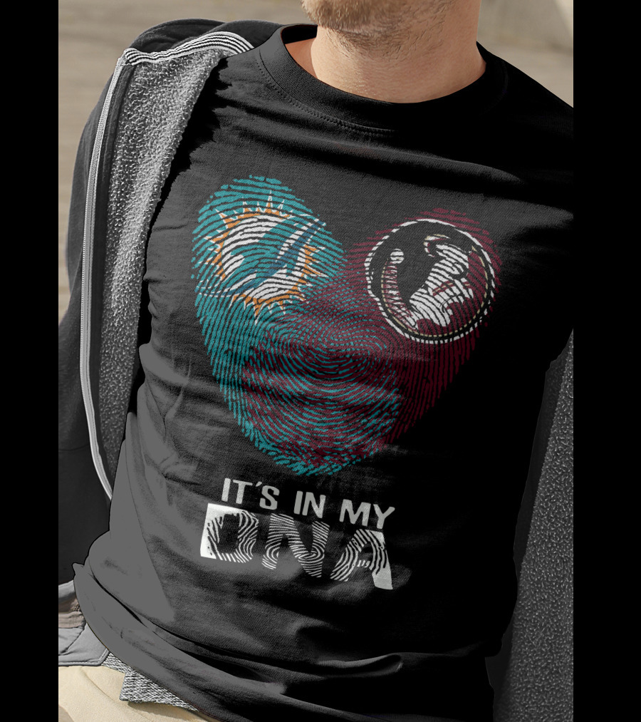 Miami Dolphins Florida State Seminoles It's In My Dna Fingerprint T-Shirt