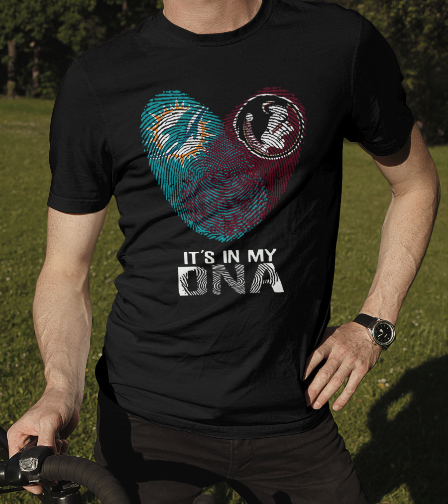 Miami Dolphins Florida State Seminoles It's In My Dna Fingerprint T-Shirt