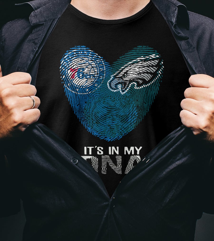 Philadelphia Eagles 76ers Fingerprint It's In My DNA T-Shirt