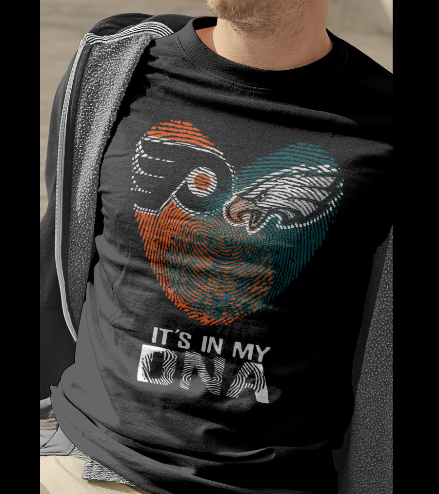 Eagles Flyers It's In My DNA Fingerprint Heart T-Shirt