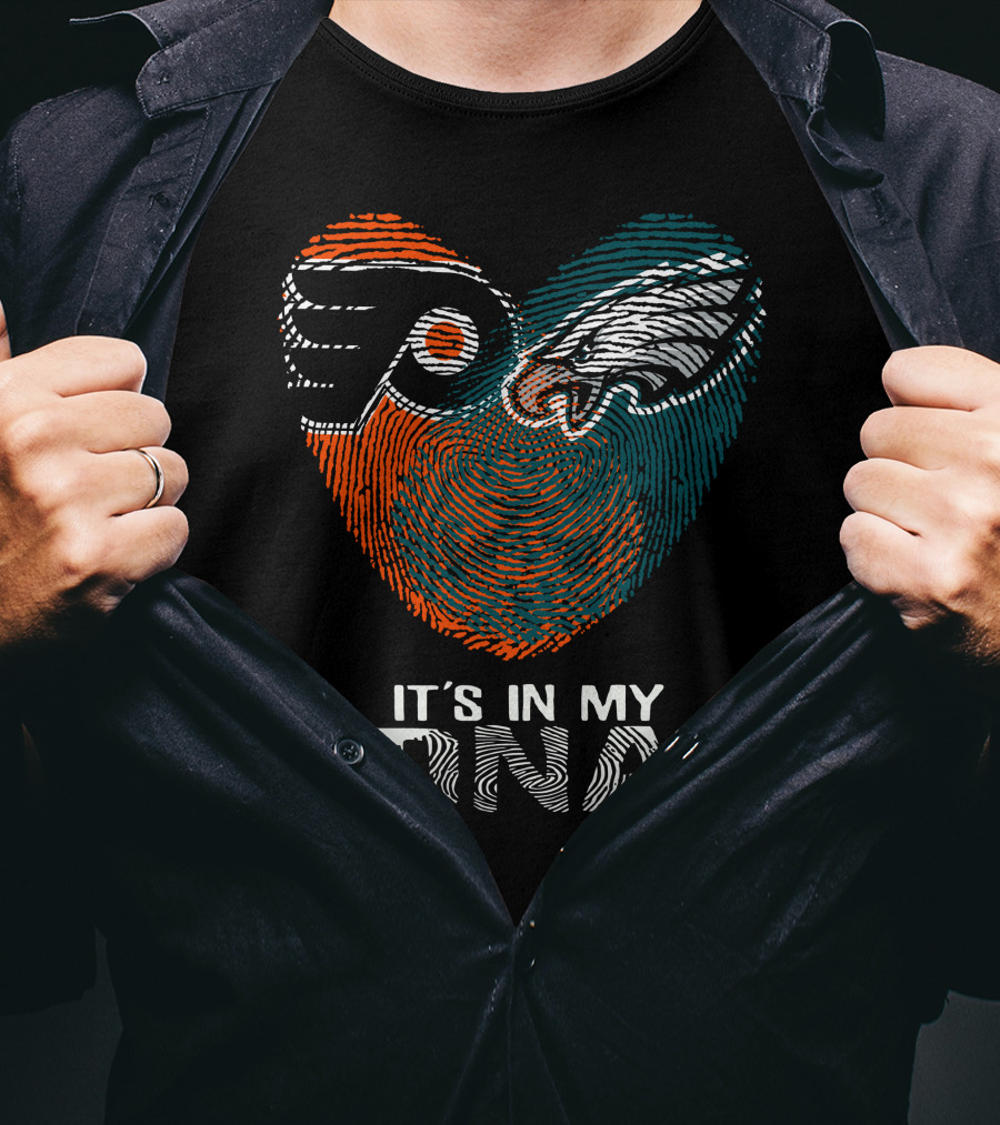 Eagles Flyers It's In My DNA Fingerprint Heart T-Shirt