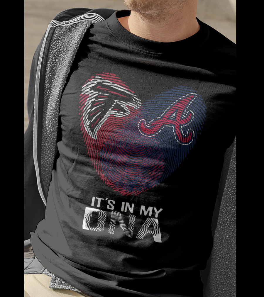 Falcons Braves Heart Fingerprint It's In My DNA T-Shirt