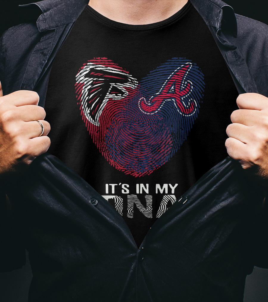 Falcons Braves Heart Fingerprint It's In My DNA T-Shirt