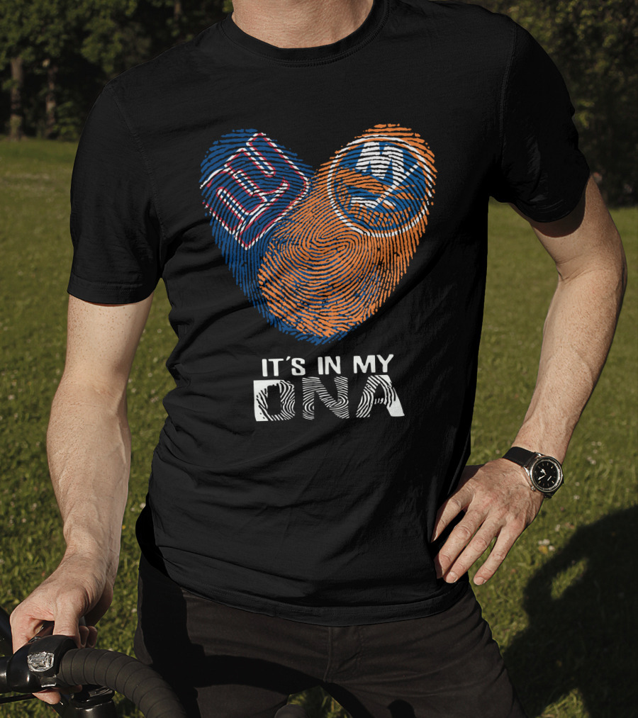 Giants Islanders It's In My DNA Fingerprint Heart T-Shirt