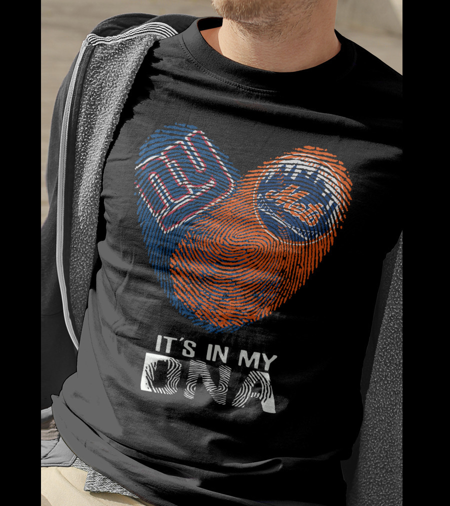 Giants Mets Fingerprint Heart It's In My Dna T-Shirt