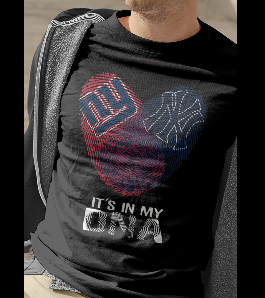 Giants Yankees It's In My DNA Fingerprint Heart T-Shirt