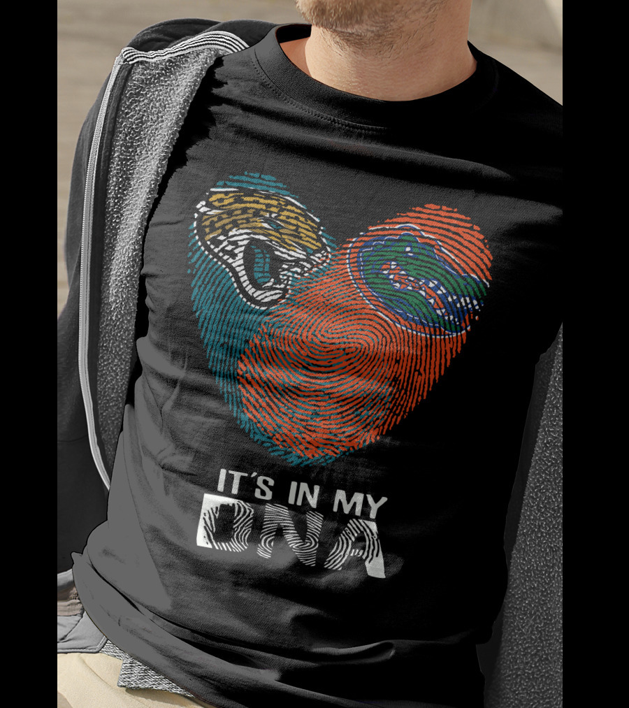 Jaguars Gators It's In My DNA Fingerprint Heart T-Shirt