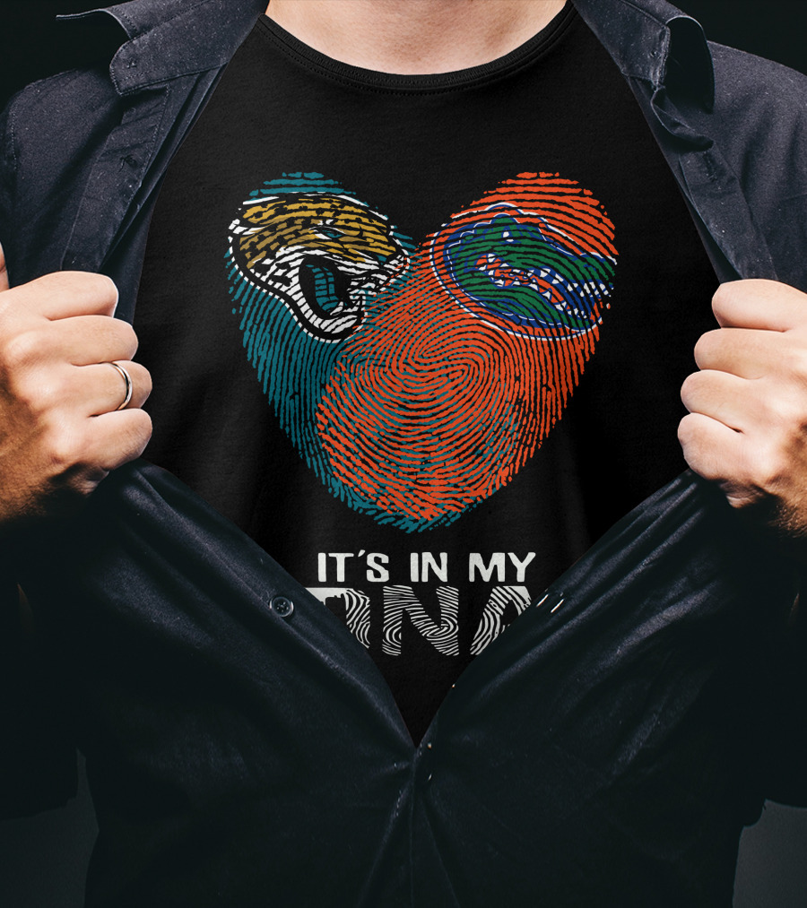 Jaguars Gators It's In My DNA Fingerprint Heart T-Shirt
