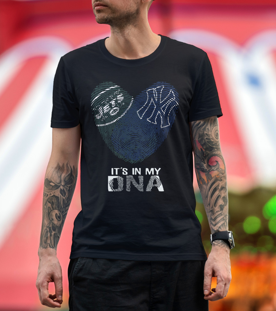 Jets Yankees Heart Fingerprint It's In My Dna T-Shirt