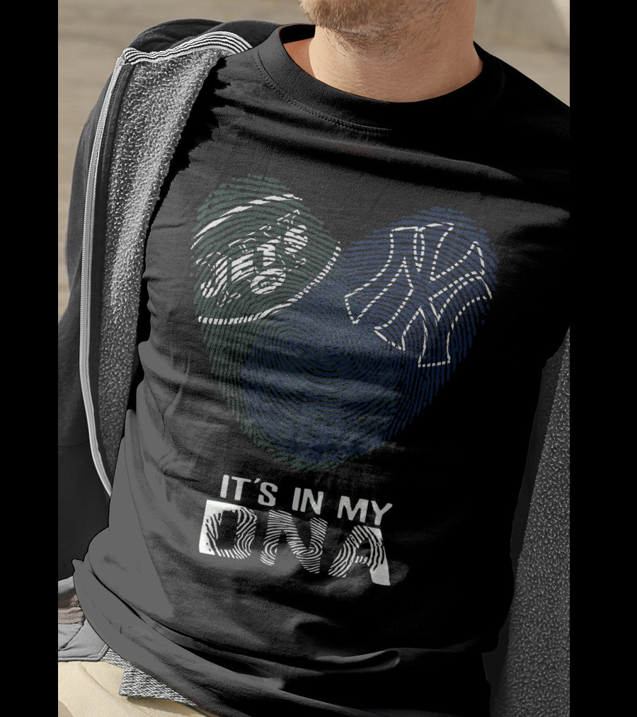 Jets Yankees Heart Fingerprint It's In My Dna T-Shirt