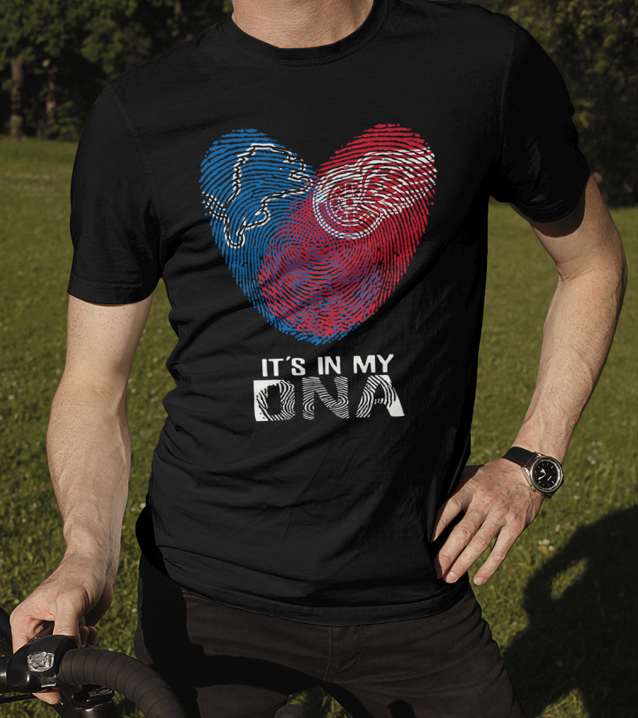 Lions Red Wings Heart It's In My DNA T-Shirt