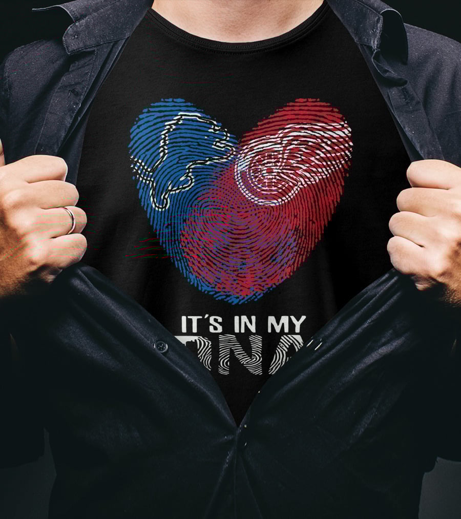 Lions Red Wings Heart It's In My DNA T-Shirt
