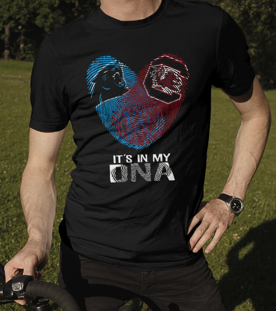 Panthers Gamecocks Fingerprint Heart It's In My Dna T-Shirt