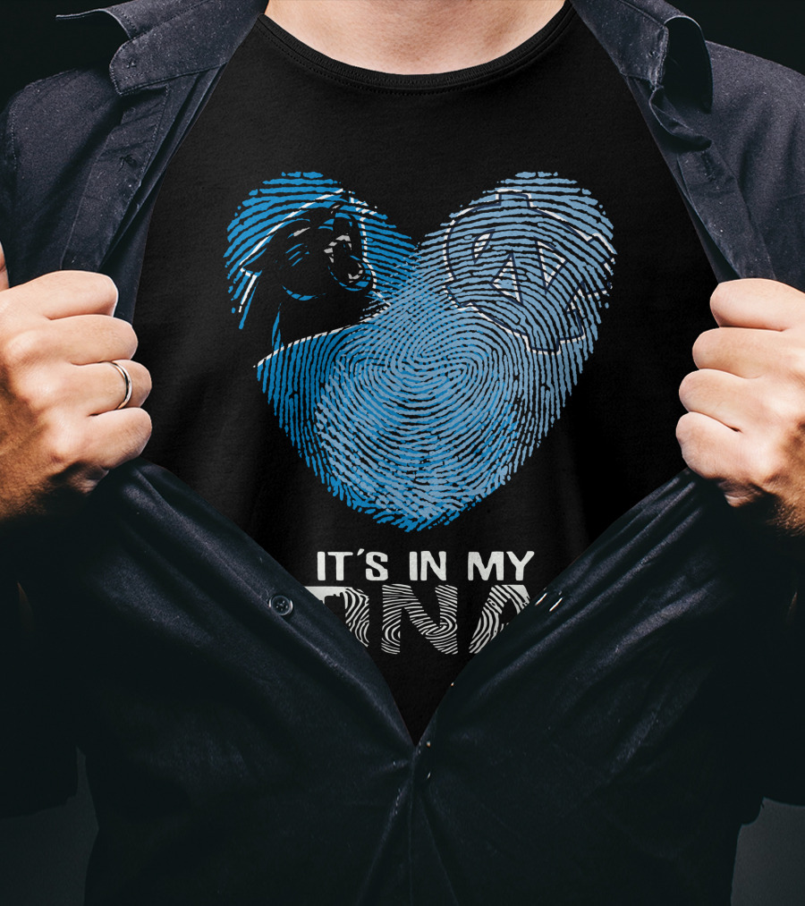 Panthers Tar Heels It's In My Dna Fingerprint Heart T-Shirt