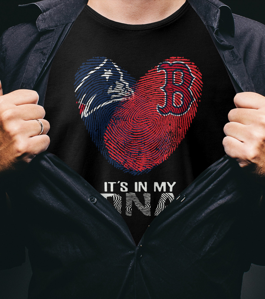 Patriots Red Sox Heart It's In My DNA T-Shirt