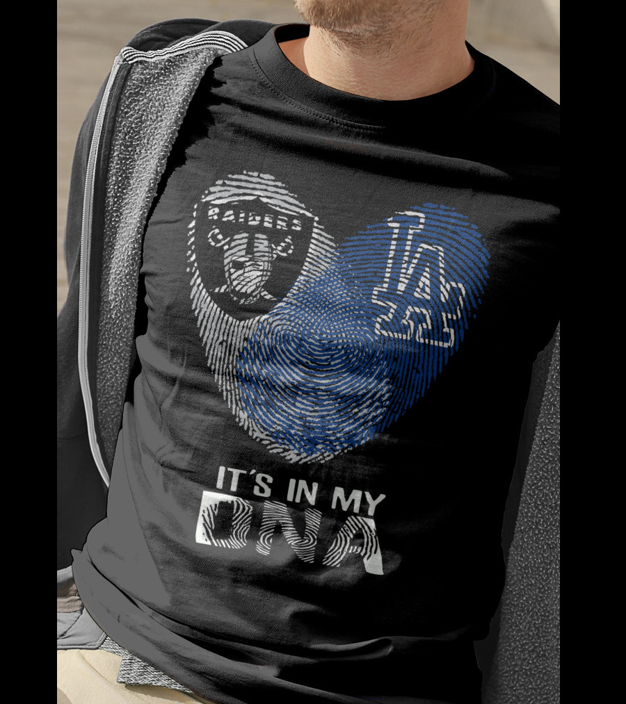 Raiders Dodgers Fingerprint It's In My DNA T-Shirt