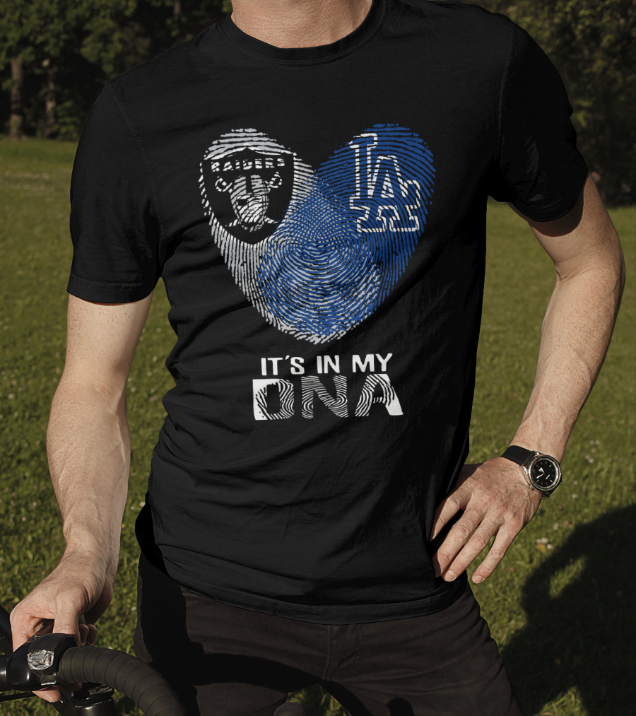 Raiders Dodgers Fingerprint It's In My DNA T-Shirt