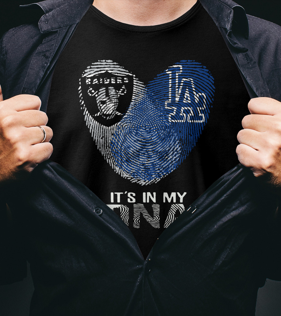 Raiders Dodgers Fingerprint It's In My DNA T-Shirt
