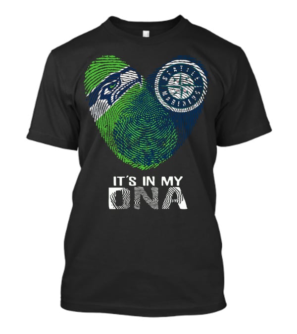 Seahawks Mariners It's In My Dna Fingerprint Heart T-Shirt