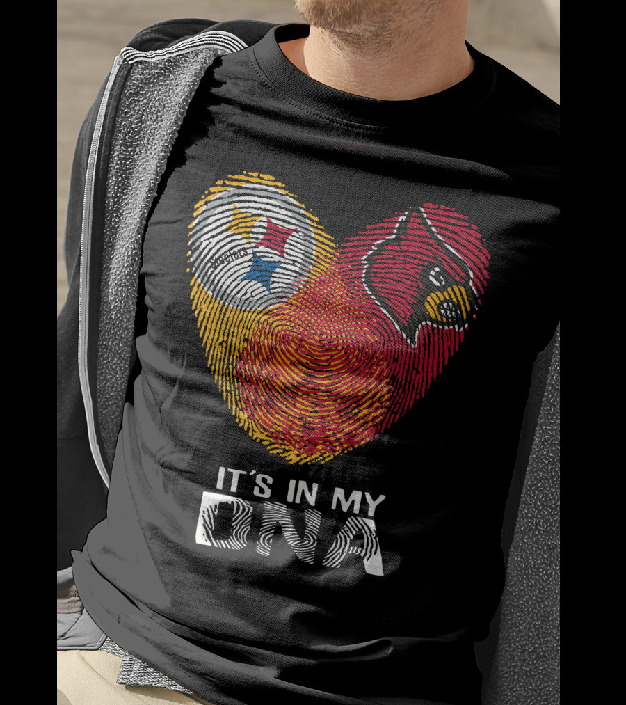 Steelers Cardinals It's In My Dna Football Team Pride Fingerprint T-Shirt