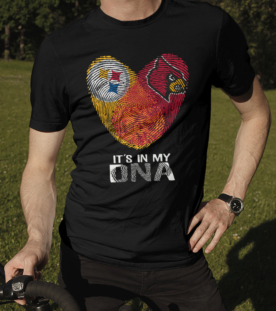Steelers Cardinals It's In My Dna Football Team Pride Fingerprint T-Shirt