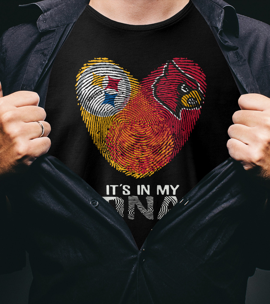 Steelers Cardinals It's In My Dna Football Team Pride Fingerprint T-Shirt