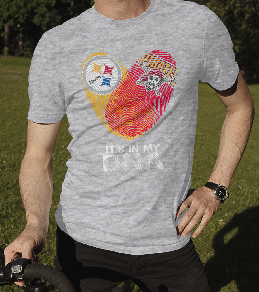 Steelers Pirates It's In My Dna Fingerprint Heart T-Shirt