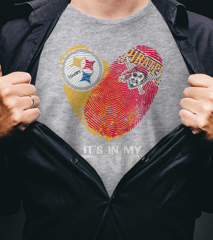Steelers Pirates It's In My Dna Fingerprint Heart T-Shirt