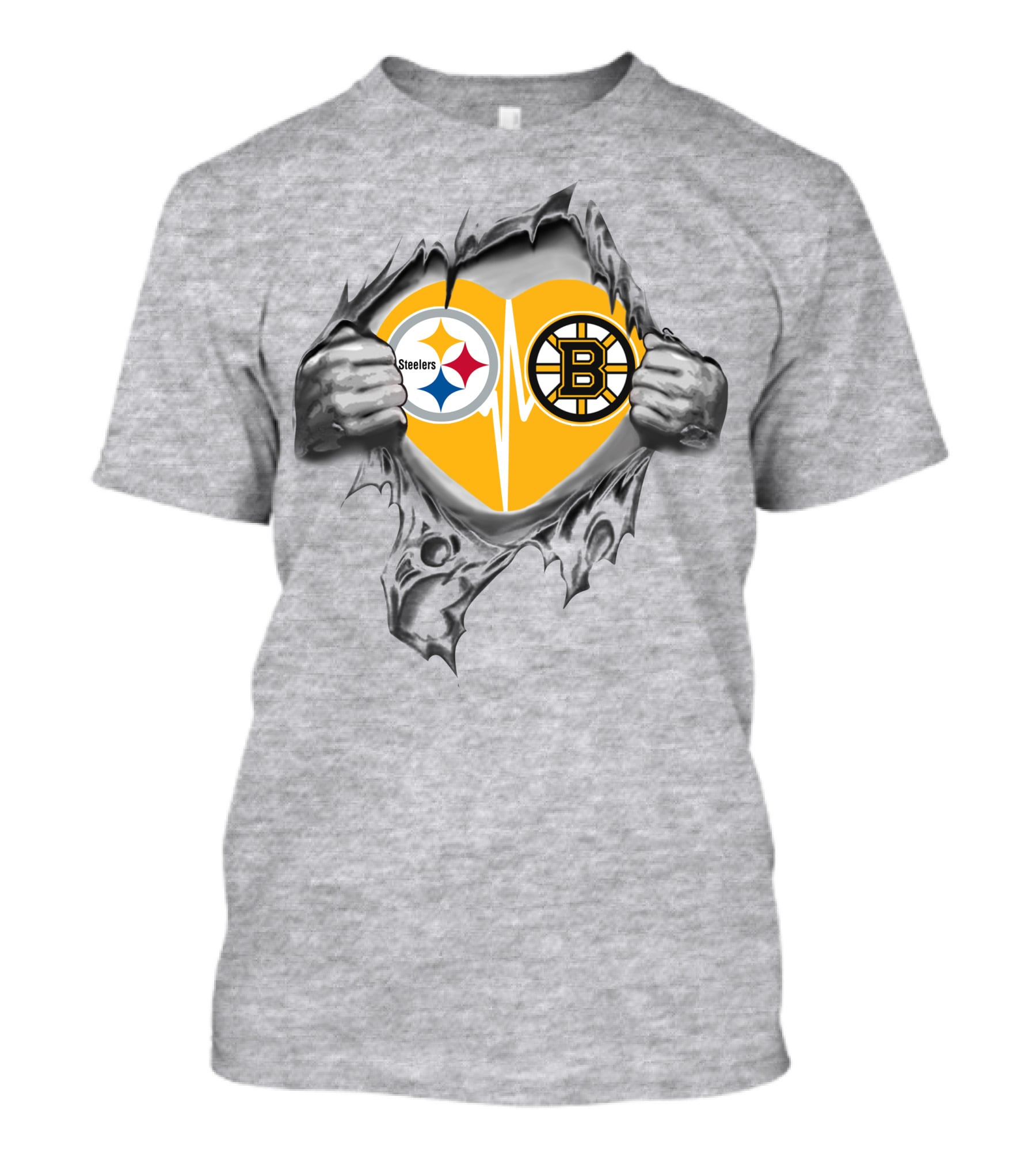 Steelers Bruins Heart Logo Fusion T-Shirt
