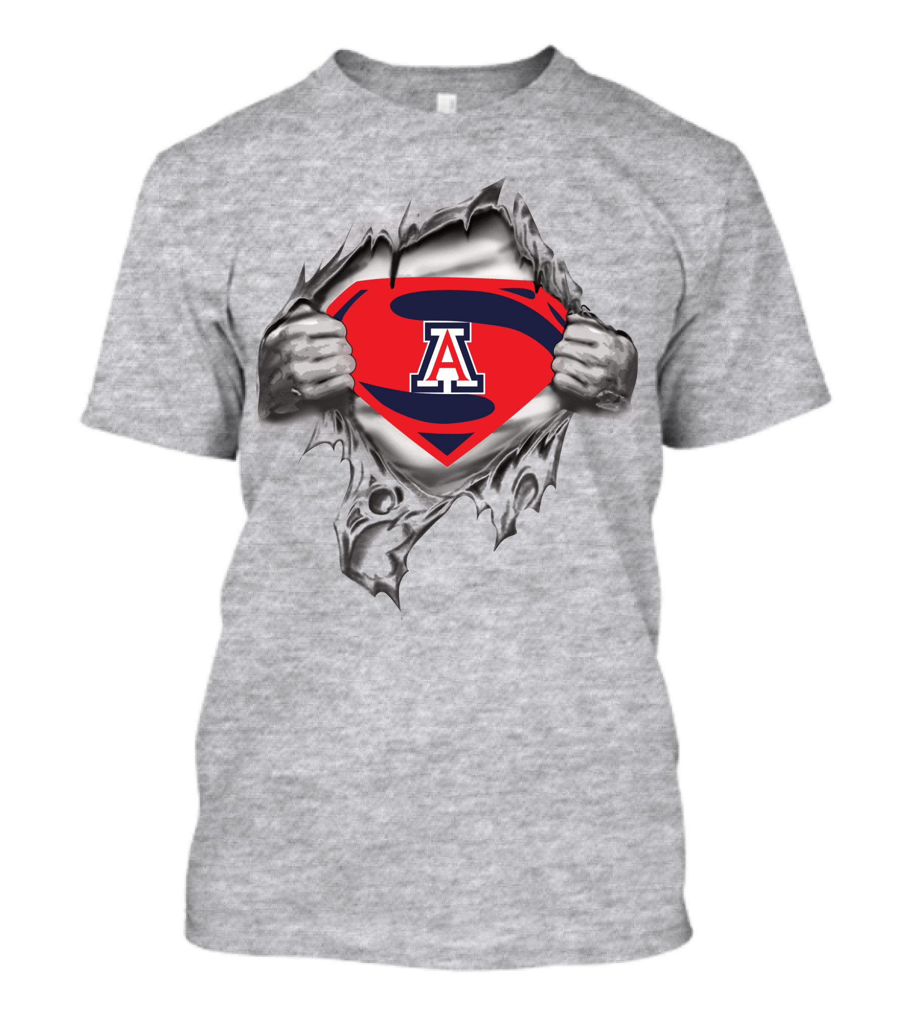 Arizona Wildcats Superman Fusion Logo Shield With Torn Chest T-Shirt