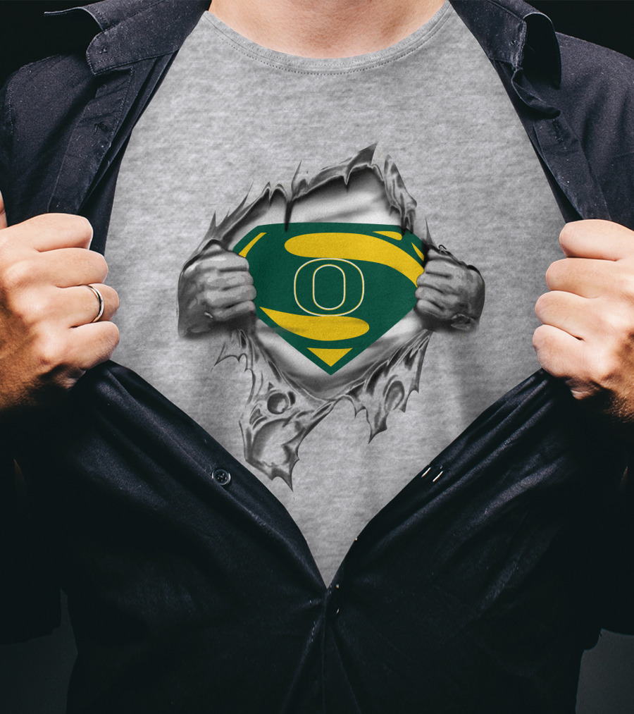 Oregon Ducks Superman Logo Rip T-Shirt