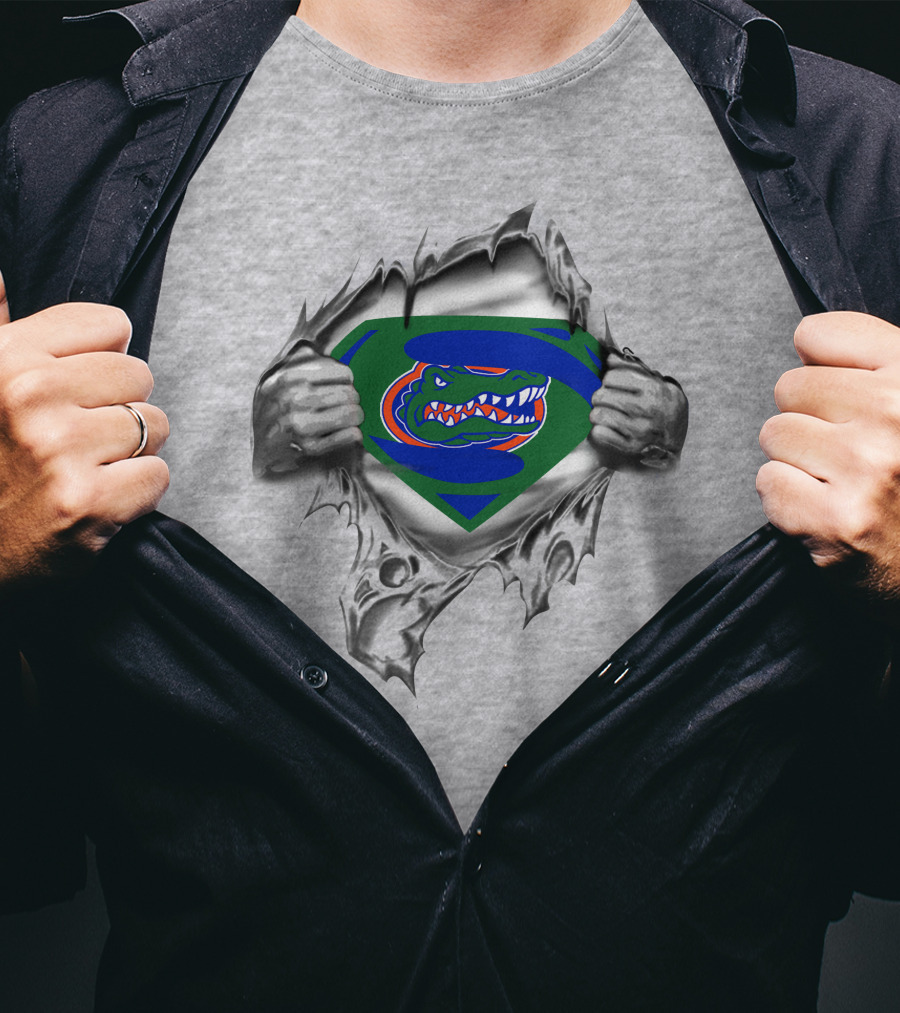 Gators Superhero Emblem Ripped Reveal T-Shirt