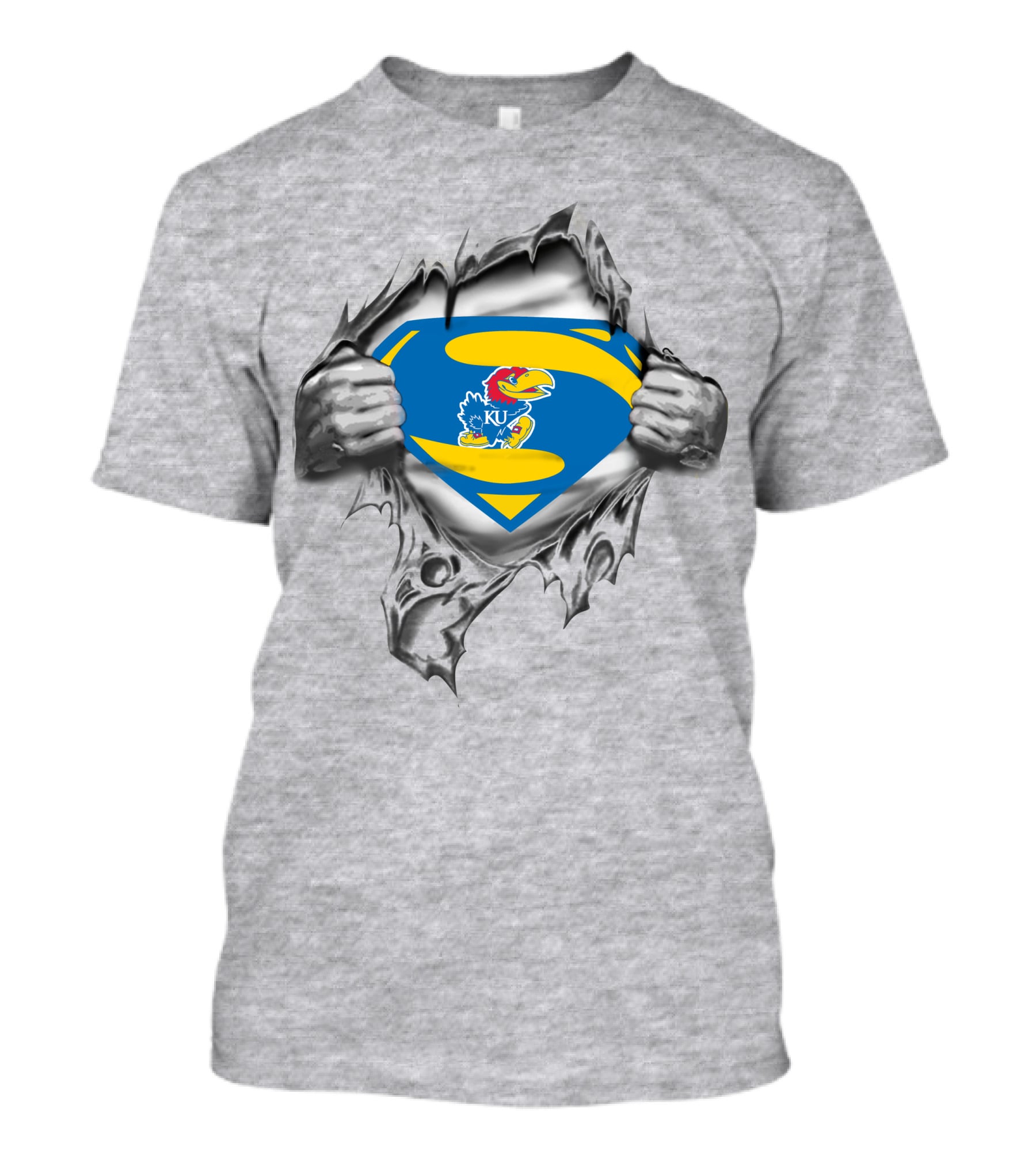 KU Jayhawks Superman Logo Mashup T-Shirt