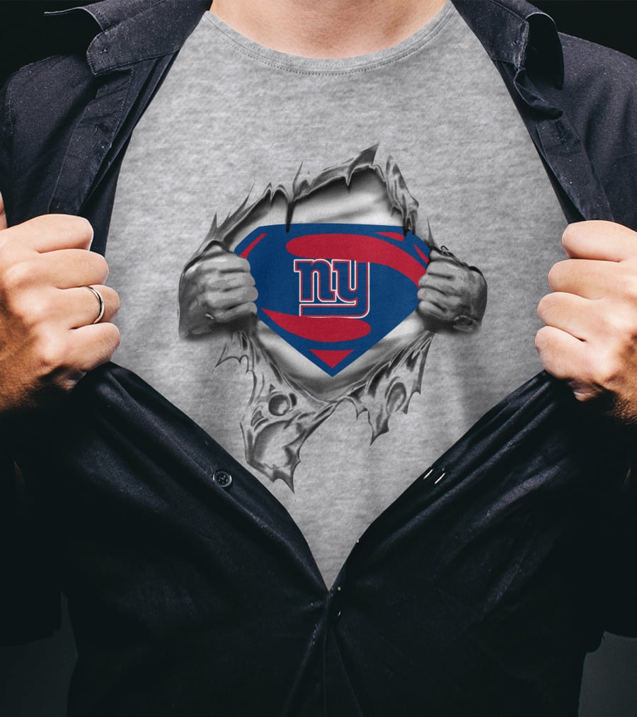 New York Giants Superhero Emblem Busting Through T-Shirt