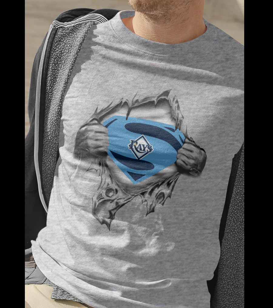 Rays Superman Symbol Tearing Open T-Shirt