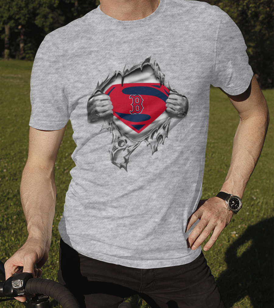 Redsox Superman Logo Tear Reveal T-Shirt