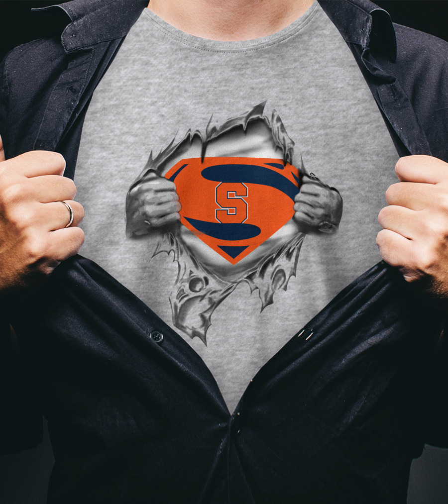Syracuse Orange Superhero Emblem S Logo Rip Marvel Crossover T-Shirt