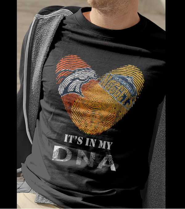 Broncos Nuggets Fingerprint Heart It's In My DNA T-Shirt