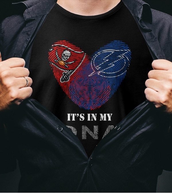 Buccaneers Lightning Fingerprint Heart It's In My DNA T-Shirt