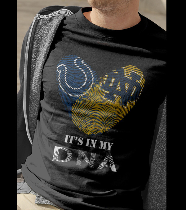 Colts Notre Dame Fingerprint Heart It's In My DNA T-Shirt