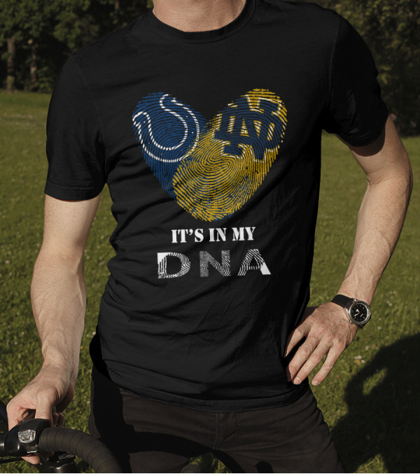 Colts Notre Dame Fingerprint Heart It's In My DNA T-Shirt